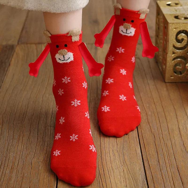 Christmas Stockings Autumn Winter Cotton Magnet Lodestone Hand Tube Socks - Velora