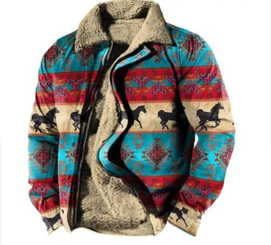 Thickened Side Seam Pocket Casual Zipper Loose Wolf Cotton Jacket - Velora