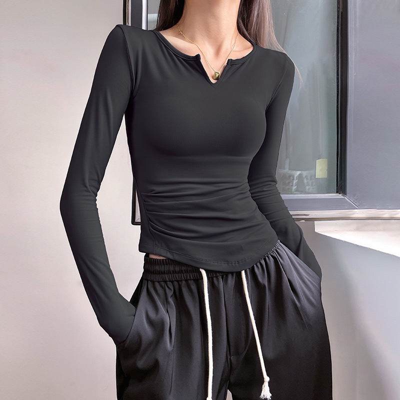 Long Sleeve V-neck Gym t-shirt for Women Athleisure top - Velora