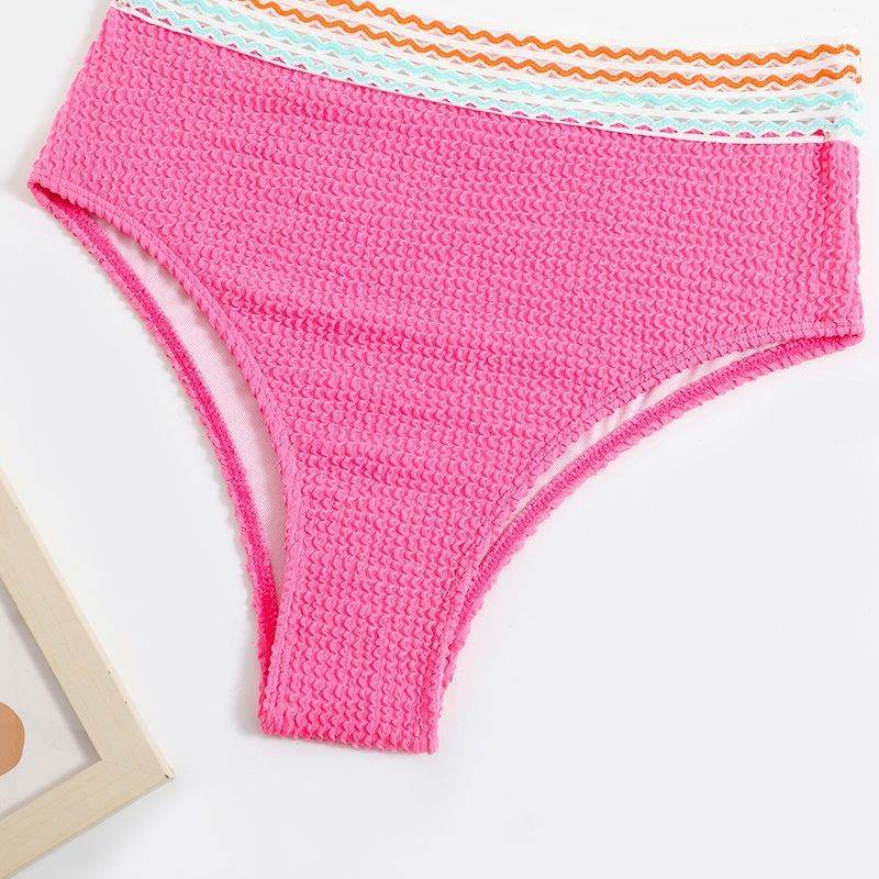 High Waist Split Bikini Solid Color - Velora