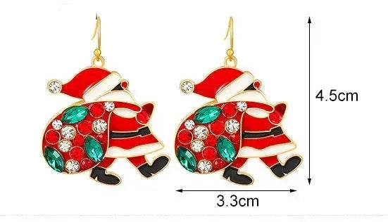 Personalized Cute Santa Claus Earrings With Colorful Rhinestones Ins Fashion Christmas Earrings For Women Jewelry - Velora