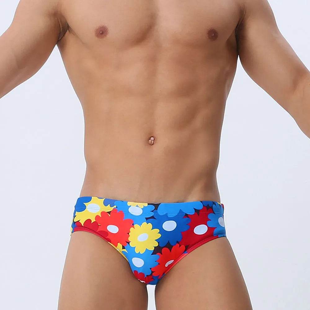 Flower Colorful Printing Swim Briefs - Velora