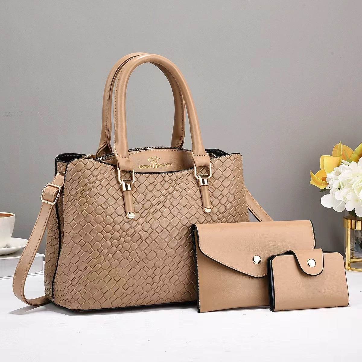 Woven Texture Three-piece Set Large Capacity One Shoulder Combination Bags women - Velora
