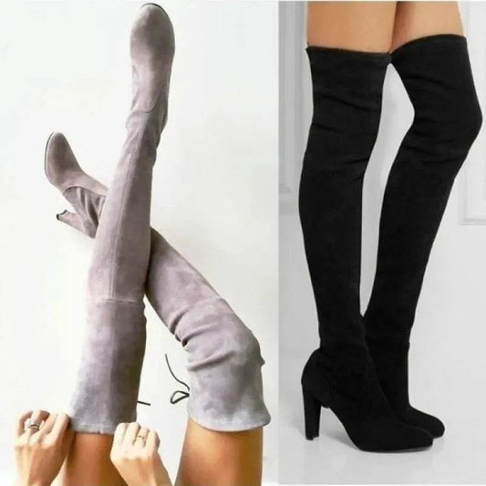 Black Knee High Boots For Women Shoes High Heel Long Boots - Velora