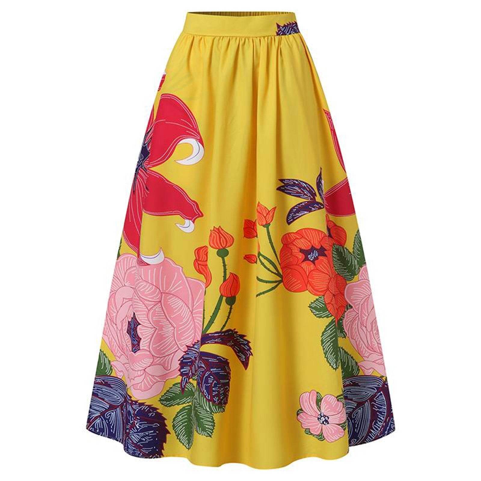 High Waist Maxi Prairie Floral Long Summer Skirt - Velora