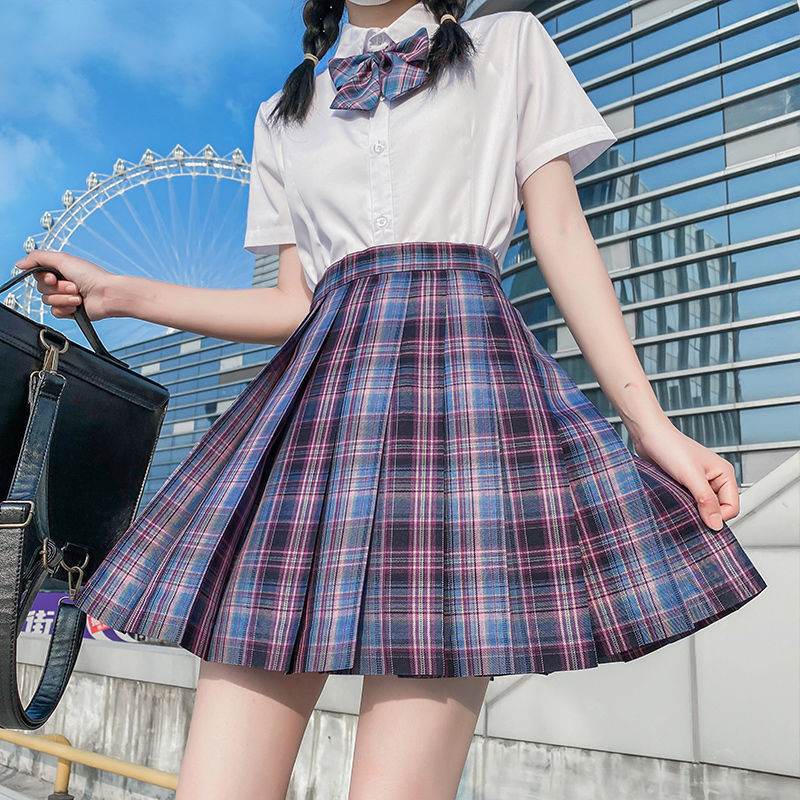 Student Jk Plaid Skirt Preppy Style Mini Pleated Kilt Skirt - Velora