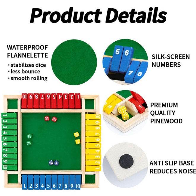 Children Dice Game,2-4 Player Family Wooden Board Table Math Games For Adults And Kids. - Velora