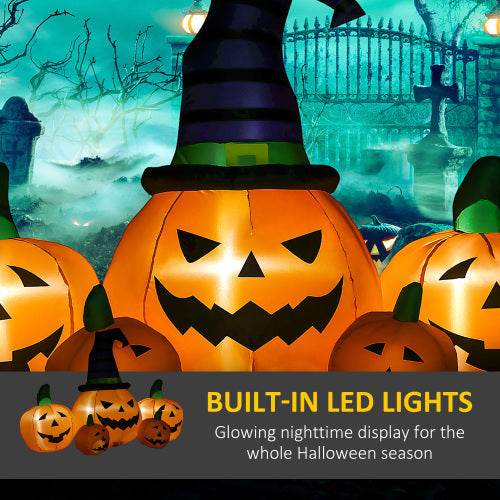 Outsunny 73L Inflatable Halloween Decoration,5 Pumpkin, Blow Up Outdoor LED Yard Display, Waterproof - Velora