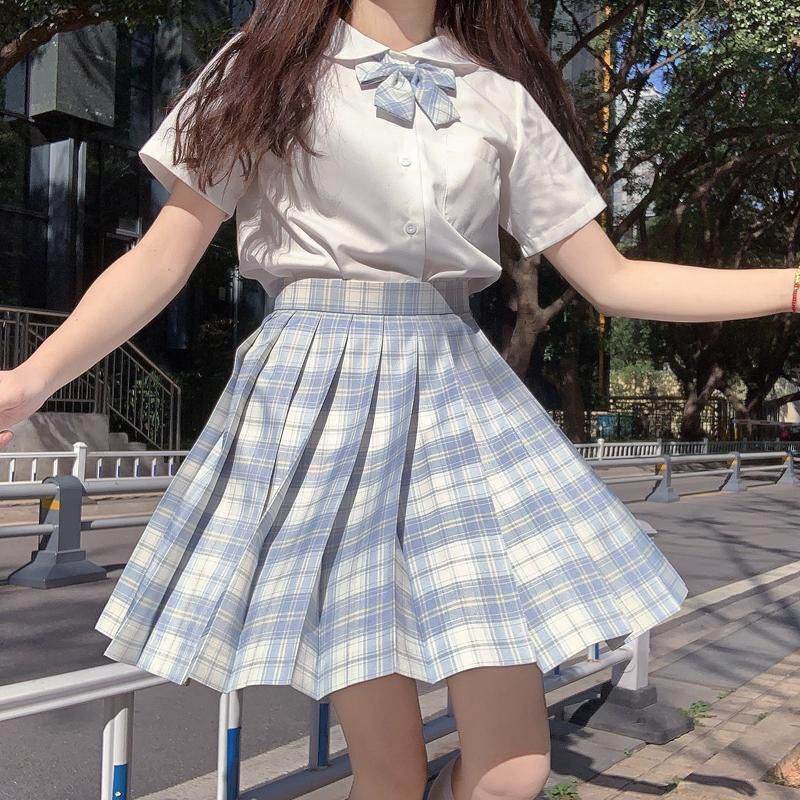 Student Jk Plaid Skirt Preppy Style Mini Pleated Kilt Skirt - Velora
