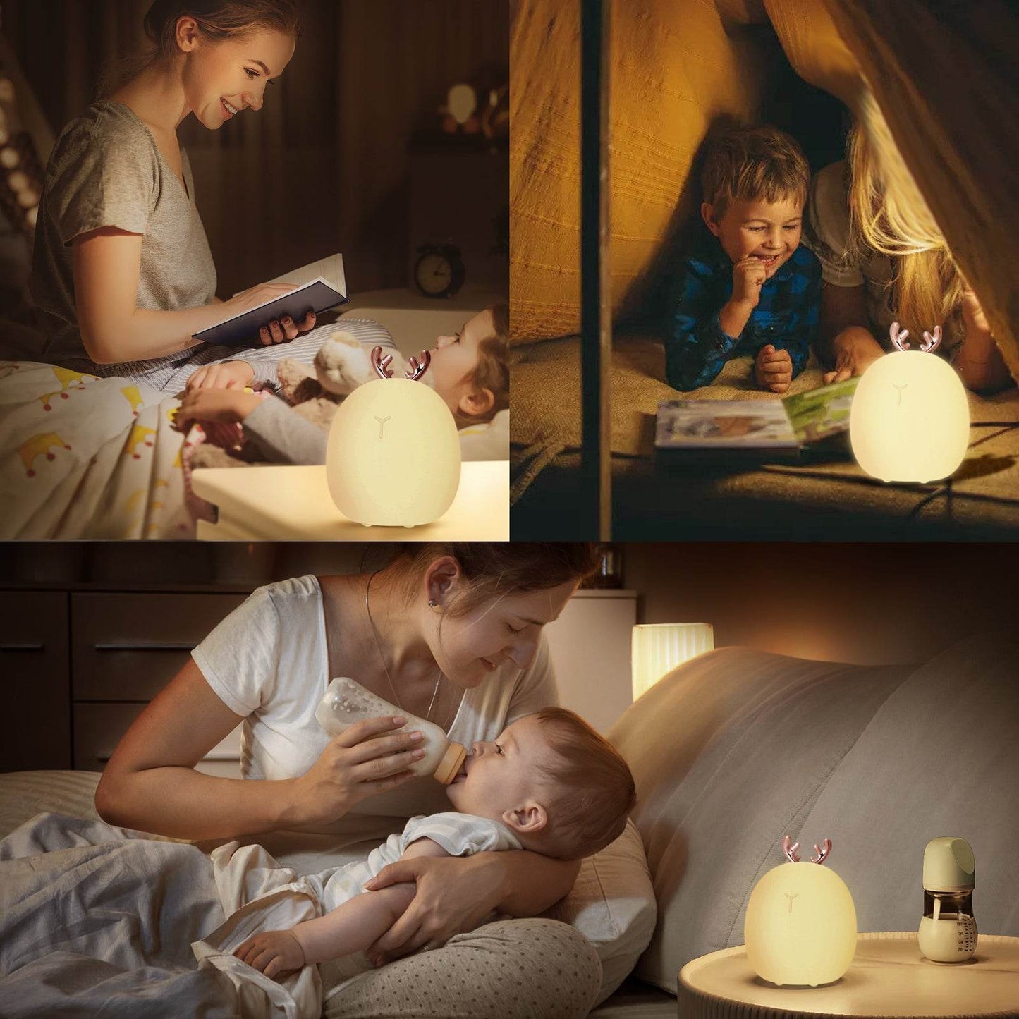 Baby Feeding, Adjustable, Creative, Rabbit, Elk Touch Light, Clap Light, Small Electric Light, Soft Baby Lamp toy - Velora