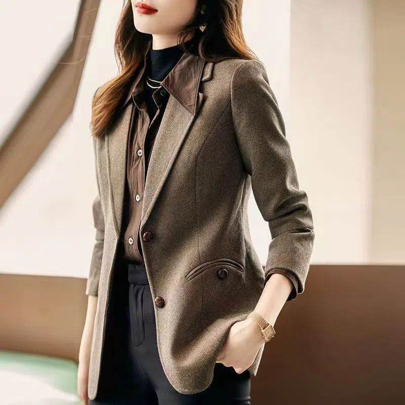 Fashion Personality Woolen Business Formal Blazer jacket Women - Velora