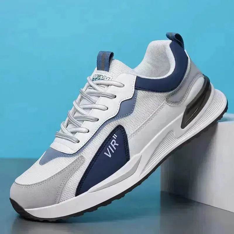 Men's Color Block Mesh Shoes Fashion Casual Lace-up Sneakers Outdoor Breathable Running Sports Shoes - Velora