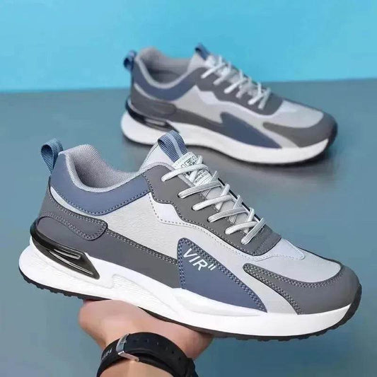 Men's Color Block Mesh Shoes Fashion Casual Lace-up Sneakers Outdoor Breathable Running Sports Shoes - Velora