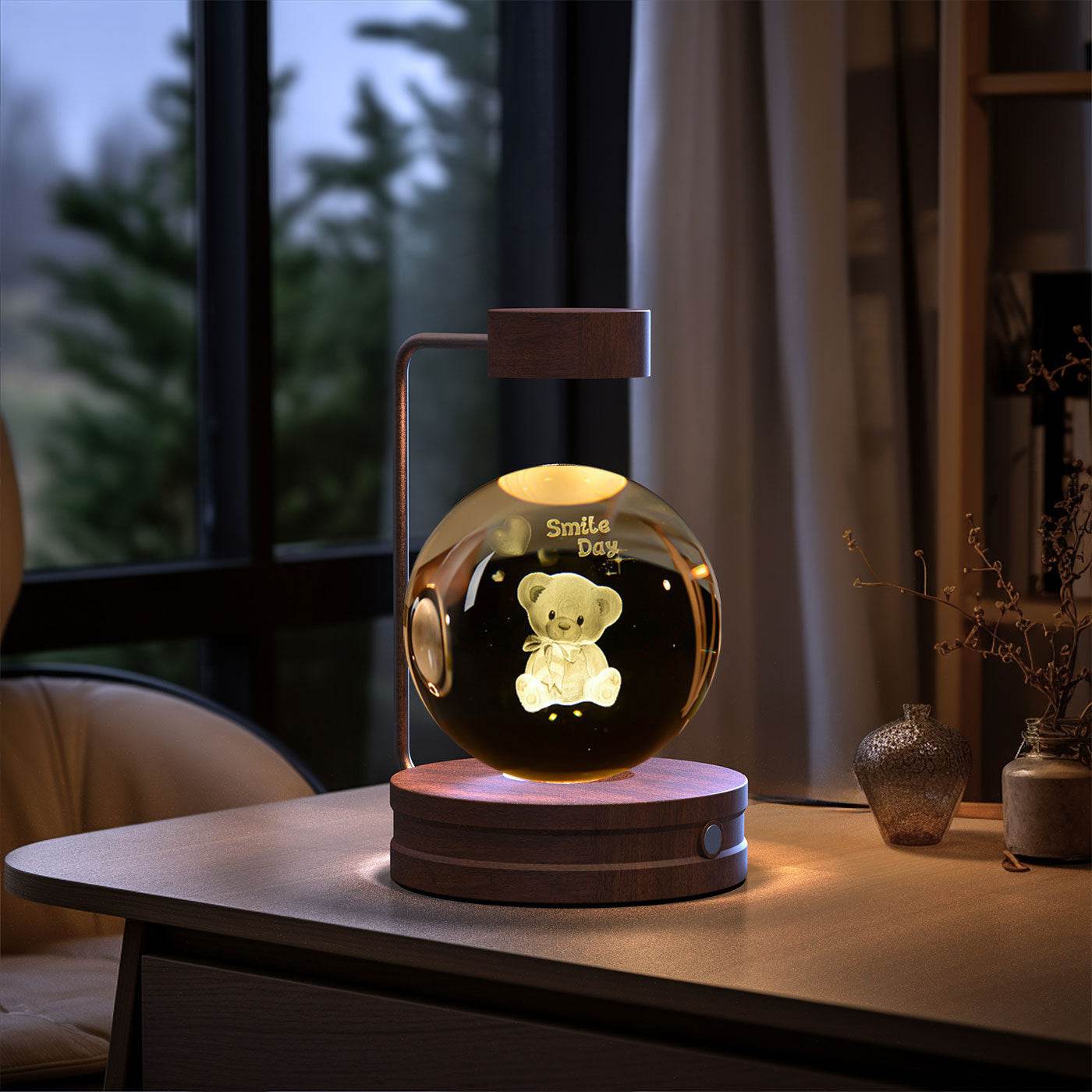 Crystal Ball Cosmic Dinosaur Indoor Night Light USB Power Warm Bedside Light Birthday Gift Night Lamp - Velora