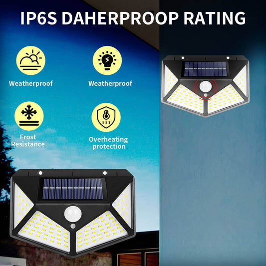 4X Solar Power PIR Motion Sensor Wall Lights LED Outdoor Garden Security Lamp - Velora