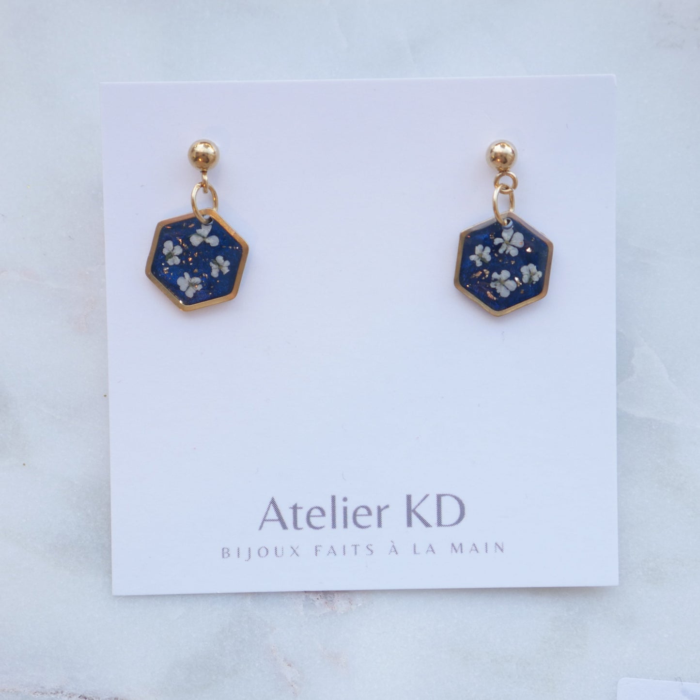 Boucles d'oreilles Céleste - fleurs de carottes- hexa 12mm - Velora