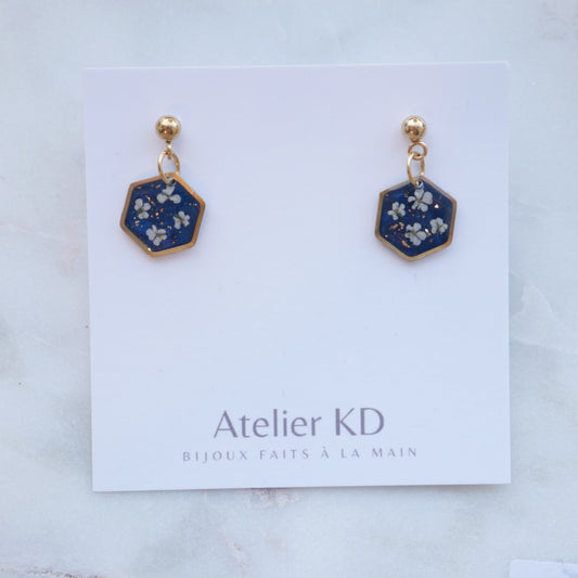 Boucles d'oreilles Céleste - fleurs de carottes- hexa 12mm - Velora