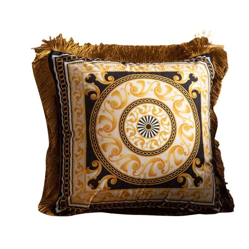 Pillow Sofa High-grade Sense Tassel Light Luxury style-gold rimmed Pillows - Velora