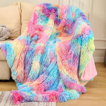 Warm Fluffy Shaggy Throw Blanket Bedspread Faux Fur Sofa Nap Blanket Bed Cover
