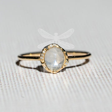 Moonstone Solitaire Ring in 14K Yellow Gold