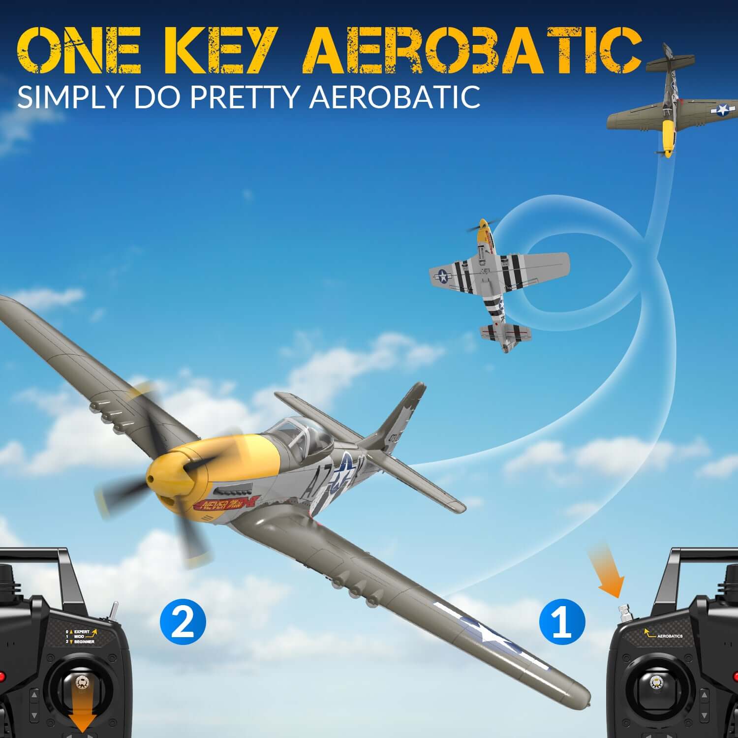 P51D RC Airplane with Mode 1 Transmitter | 4-Channel Brushless & XPilot Stabilizer - Velora Luxury Fashion