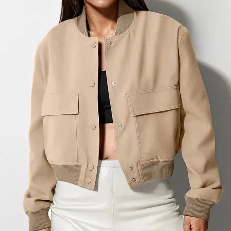 Oversized Fashion Button down Cropped Jacket outwear top for women - Velora