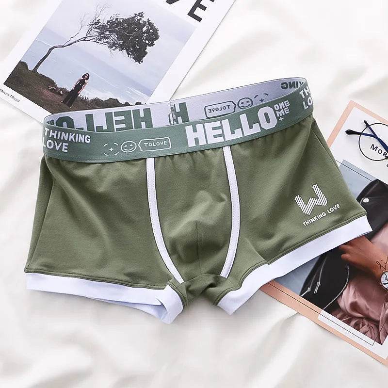 Men's Cotton Boxer Briefs Trendy Breathable Low waist underwear - Velora