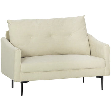 2 Seater Sofa, Small Modern Couch with High-Resilience Foam, Thicken Padding, Button Tufted, Cream White (Canada Delivery Only)