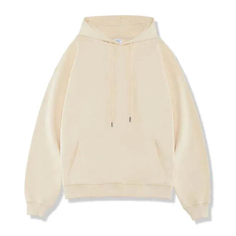 Plain Color American Retro Hoodie Pullover Sweatshirt Men - Velora