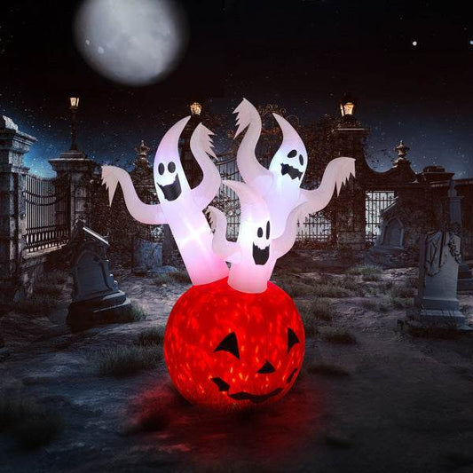 Halloween decorations - 5.9 FT Halloween Inflatable Pumpkin Ghost Outdoor Decorations - Velora