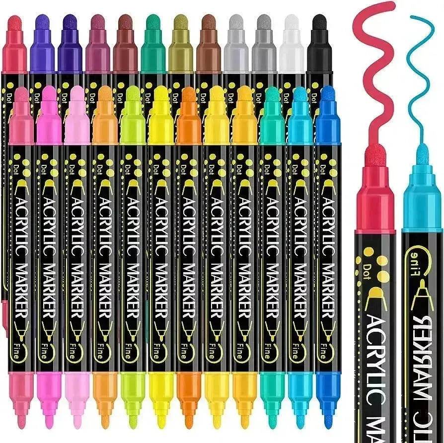 Acrylic Marker Pen Double-headed Stackable Water-based Paint Brush Paint Marker and Highlighter - Velora