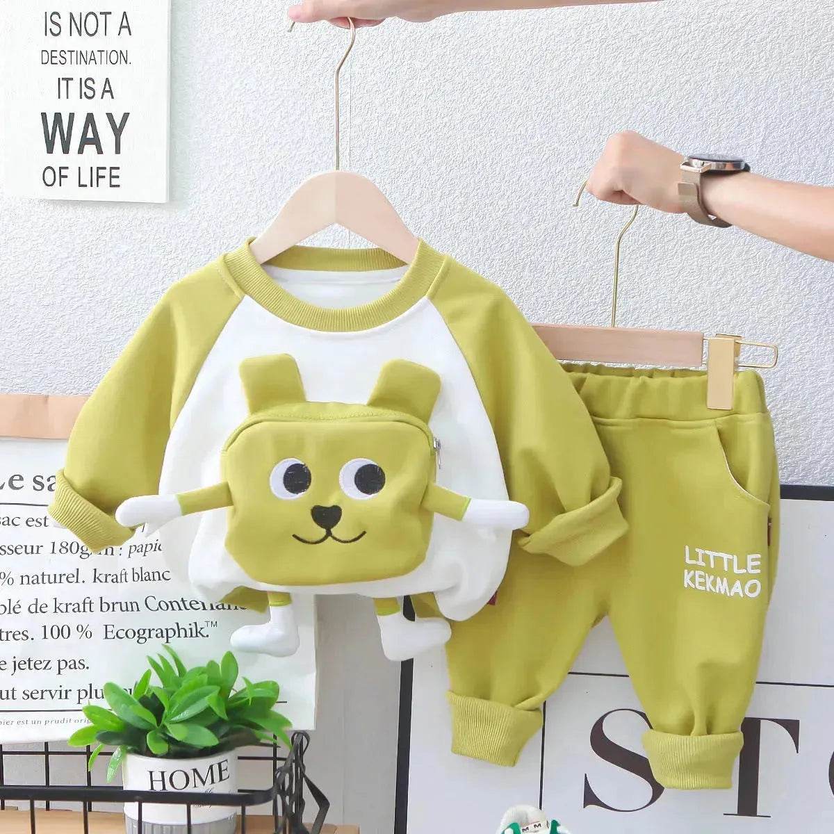 Neutral Cartoon Autumn Clothes Suit Western Style Neutral two piece for kids - Velora