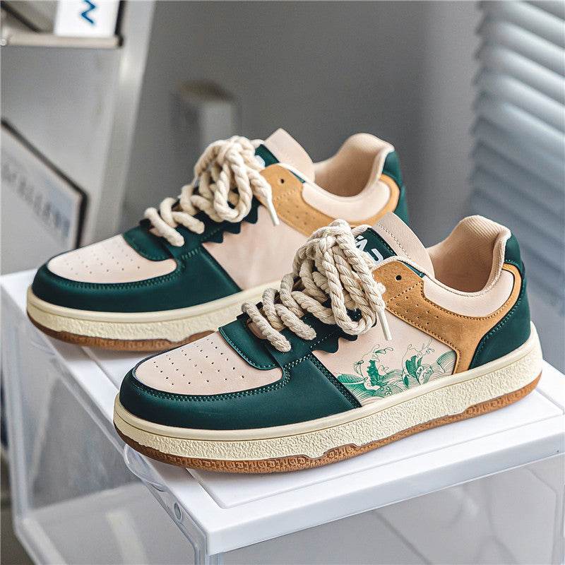 Lace-up Casual Shoes Men Soft Thick Sole Fashion Comfortable Breathable Flats Sneakers Student Platform Outdoor Walking Shoes - Velora