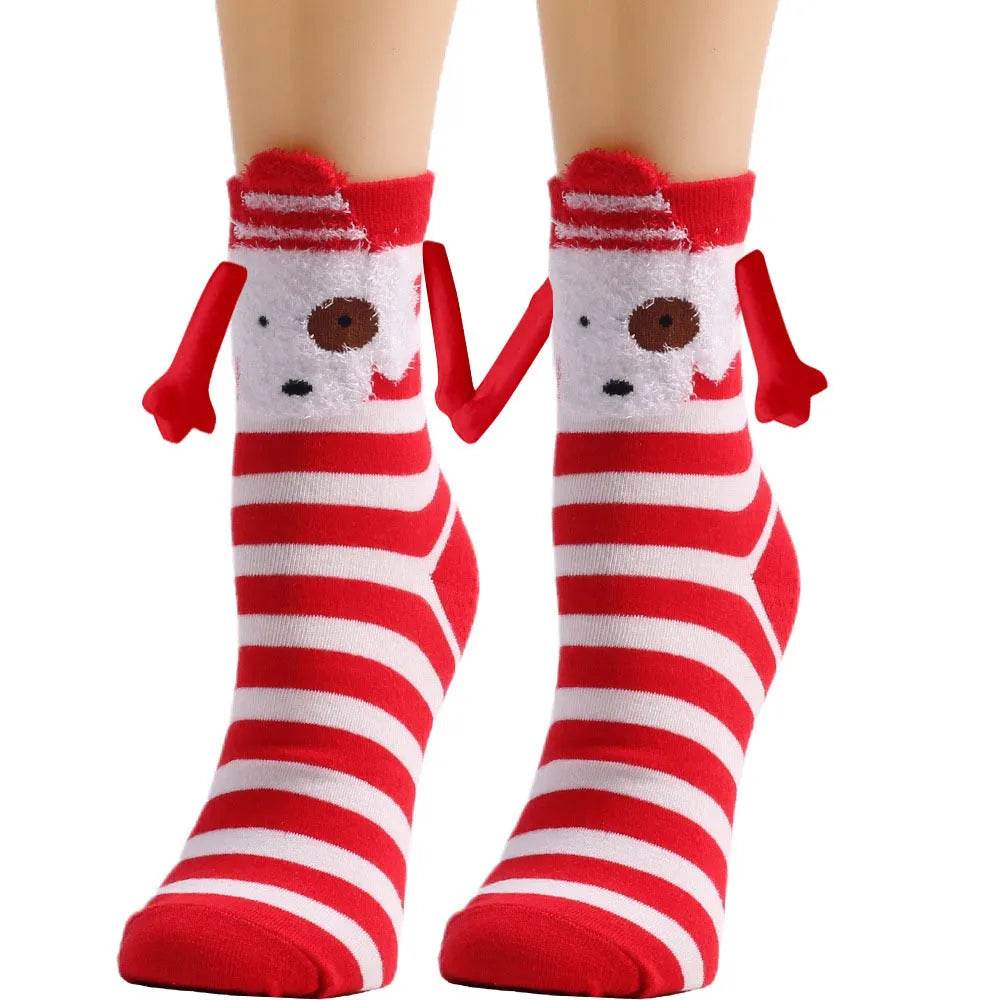 Christmas Stockings Autumn Winter Cotton Magnet Lodestone Hand Tube Socks - Velora