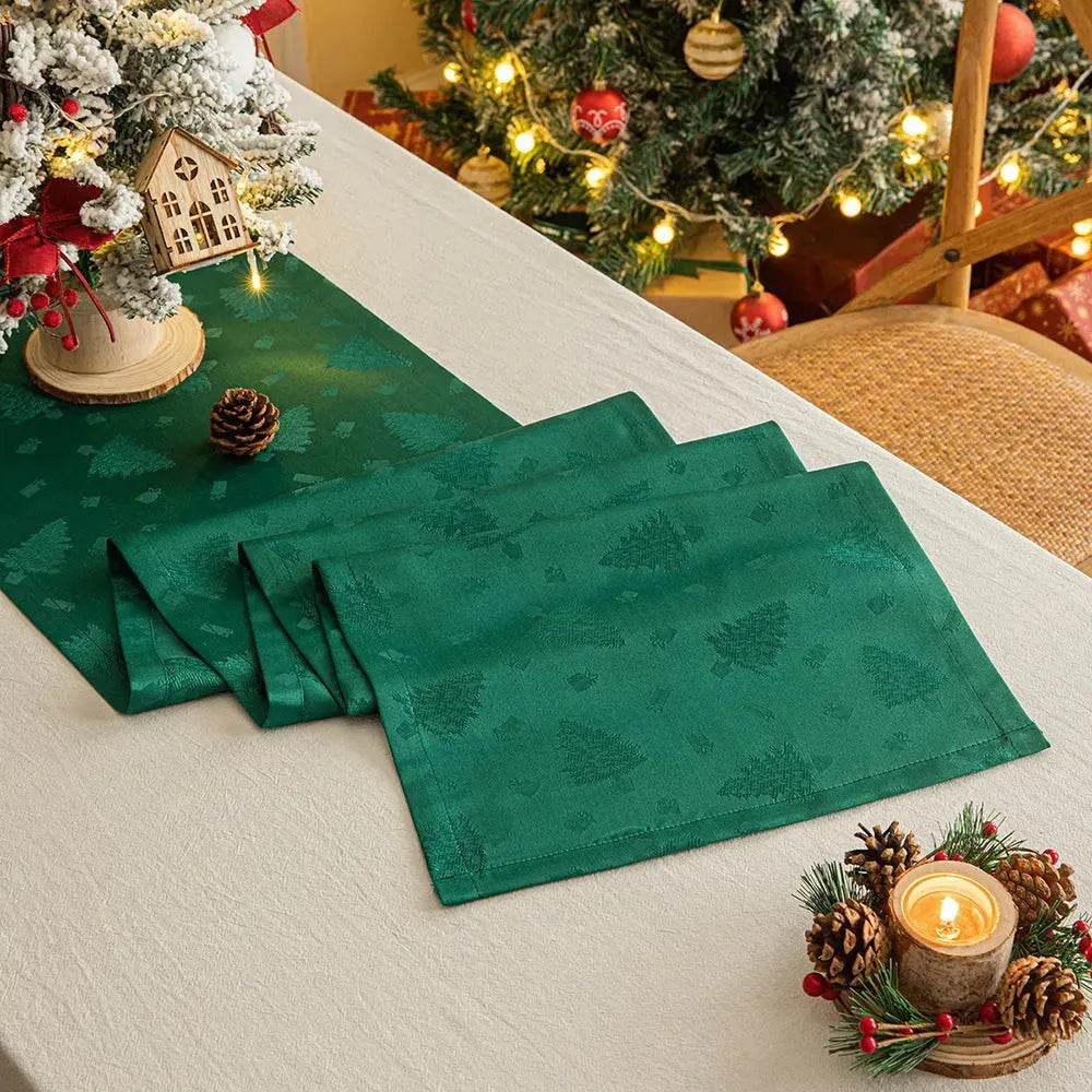 Christmas Table Runner Dark Jacquard Dining Table - Velora
