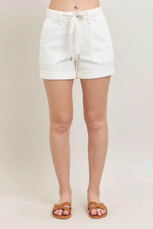 Judy Blue Full Size High Waist Cuff Denim Shorts Plus Size - Velora