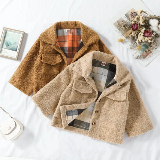 Autumn New Plush Plaid Reversible Coat - Velora