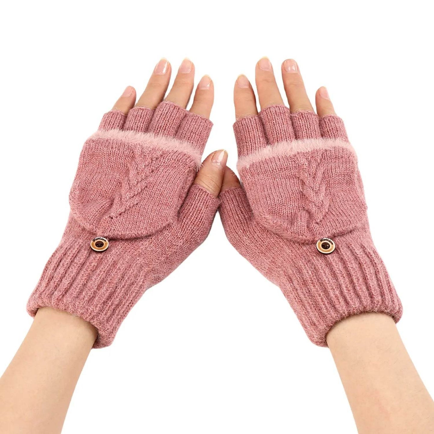 Wool Fingerless Gloves Women's Warm Fashionable Knitted Half Finger Oversleeves - Velora