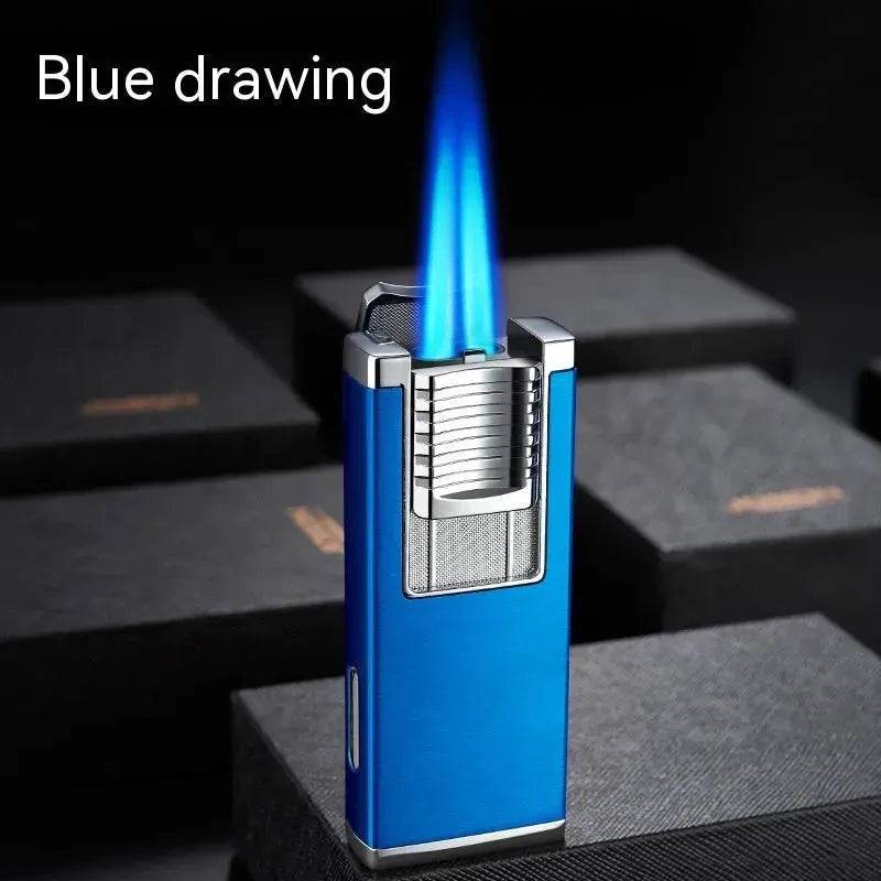 Double High Firepower Blue Flame Torch Lighter With Hidden Cigar Cutter - Velora