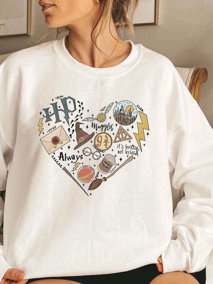 Digital Printing Sweater Hipster Round Neck Pullover Long Sleeve Sweater Women - Velora