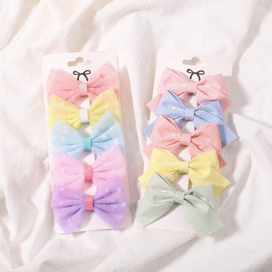 Fabric Plaid Bow Barrettes Floral Plaid A Pair Of Hairclips - Velora