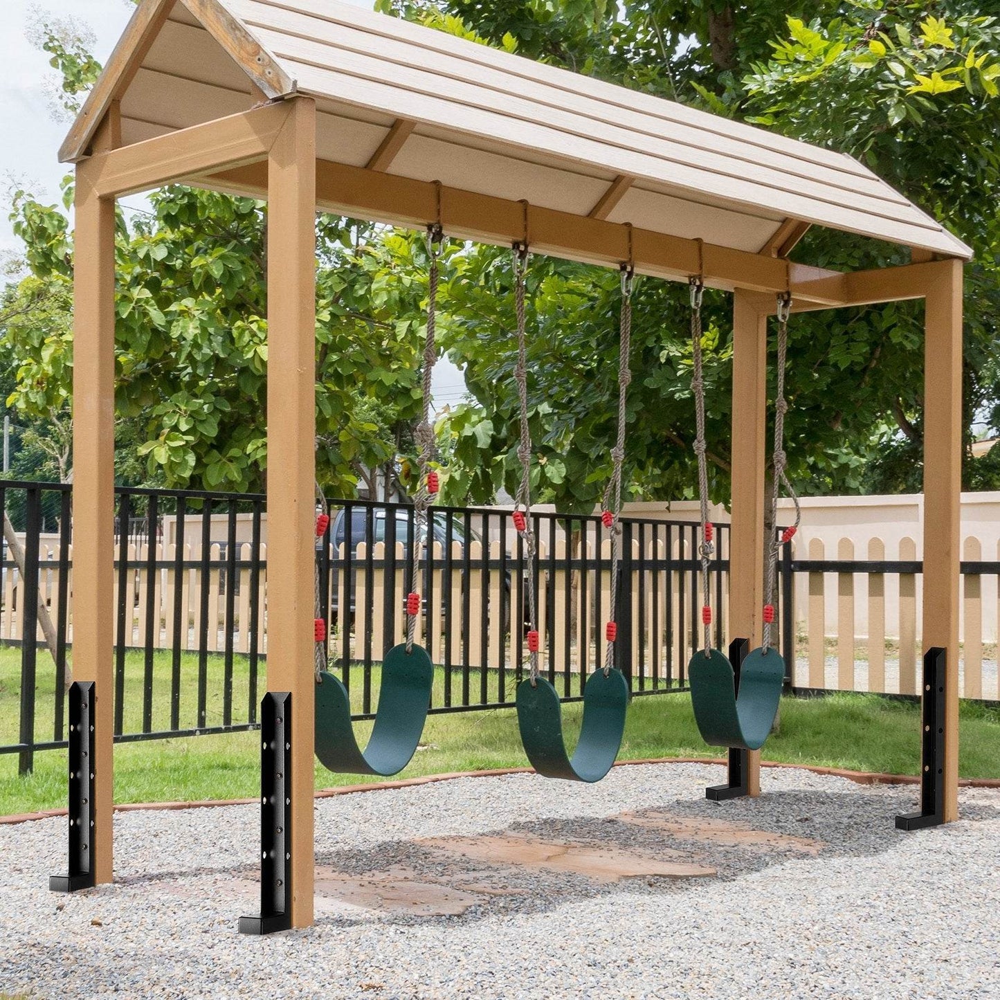 Fence Post Anchor Repair Kit, 4 Pack Inner Diameter 2 X2 Inches Heavy Duty Steel Fence Post Support Stakes, Anchor Ground Spike For Repair Tilted, Broken Wood Fence Post - Velora