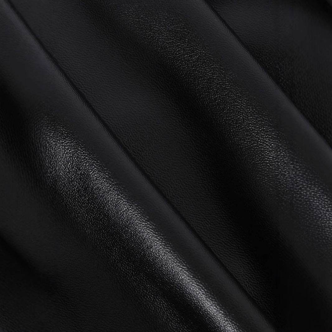 Front Split Leather Skirt Formal Office Work High Waist Sheath midi black Skirt - Velora