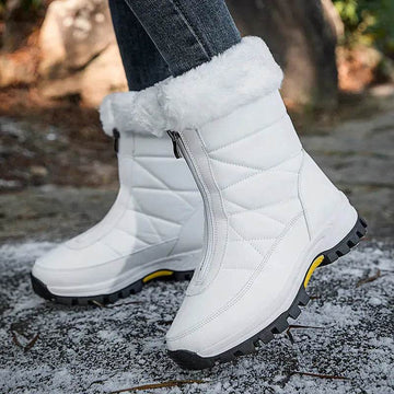 Winter Waterproof Snow Boots Women's Mid-calf Front Zipper