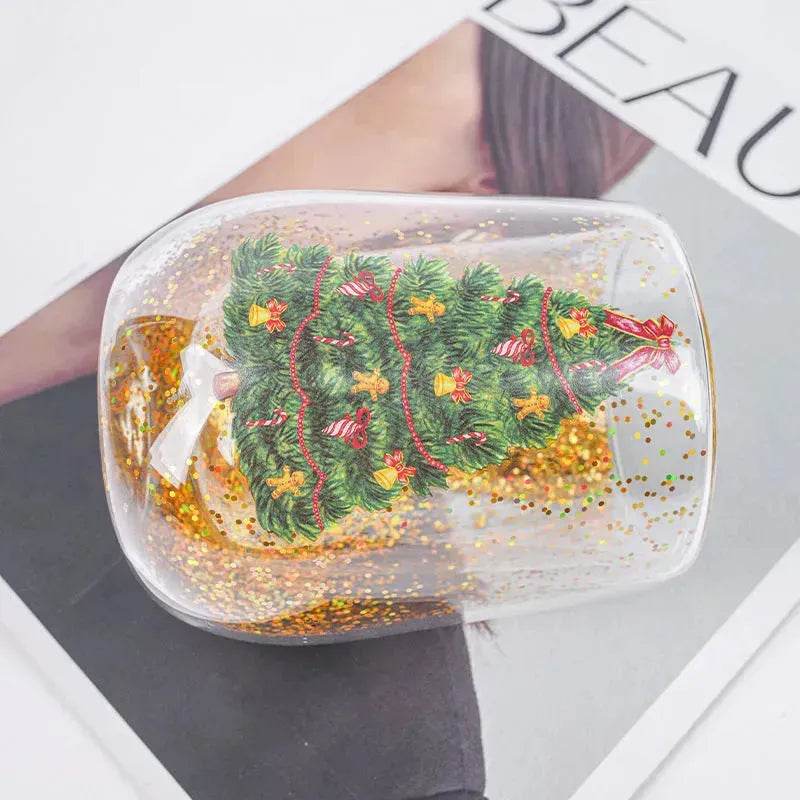 Christmas Tree Cups Heat Resistant Double Layer Household Cartoon Tumbler Gift Idea - Velora