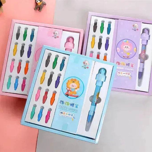 12 Color Bubble Crayon Painting Graffiti Seal for Children - Velora