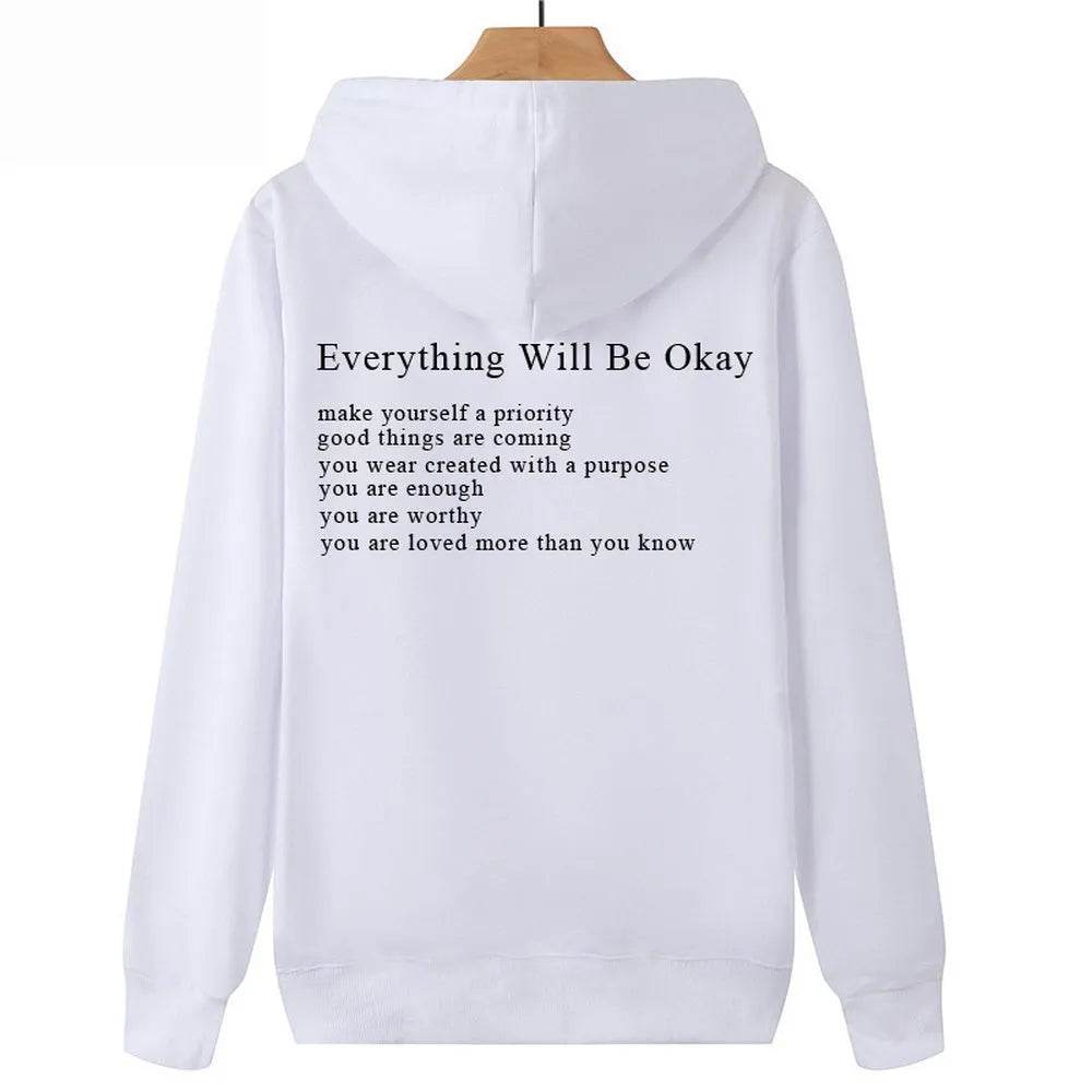 Everything Will Be Okay Loose Casual Men's And Women's Korean Version Loose Round Neck Top - Velora