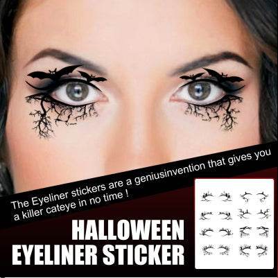 Halloween Eyeliner Patch, Scary Fashion Party Makeup Kit Bat Spider Decorative Eyeliner Eyeshadow Patch - Velora