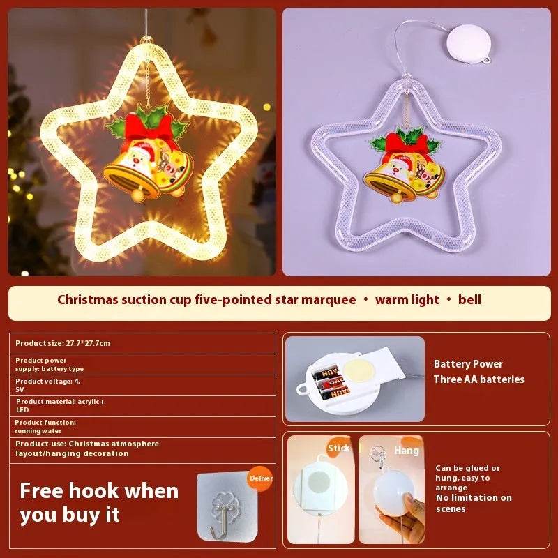 Christmas Pendant Decoration Christmas Atmosphere Led Lights Led Christmas Star Light Decoration For Window Door For Holiday - Velora
