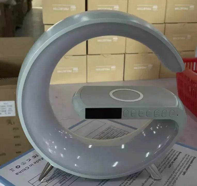 G shaped Wireless Phone Charging Night LED Lamp Bluetooth Speaker - Velora